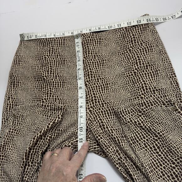 Edgy Snake Print Mob Wife Pants L Crop Legging Slinky Knit Pull-On Tummy-Shaping - Picture 10 of 16